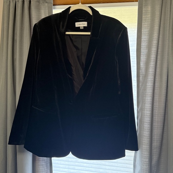 Calvin Klein Midnight Black Velvet Jacket - Picture 1 of 5